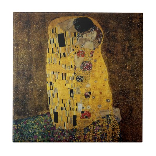 Der Kuss durch Gustav Klimt Fliese (Vorderseite)