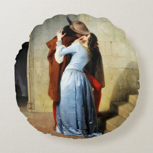 Der Kuss - Francesco Hayez Il Bacio  Rundes Kissen