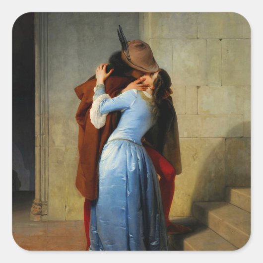 Der Kuss Francesco Hayez Quadratischer Aufkleber (Vorderseite)