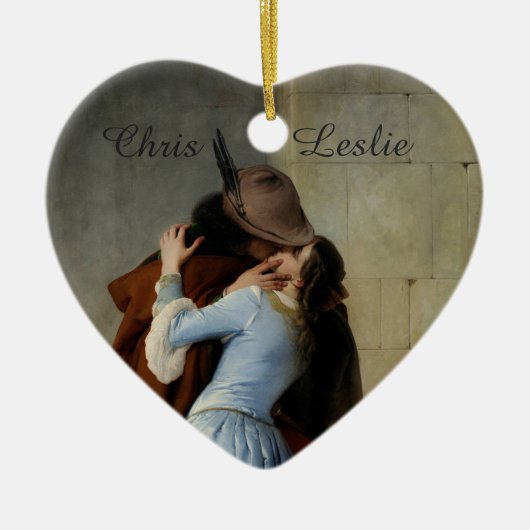 Der Kuss / Il Bacio maßgeschneiderte Hochzeitsdeko Keramikornament (Vorne)