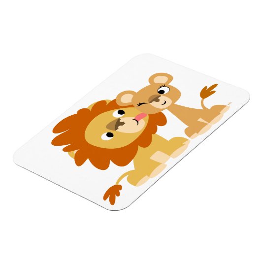 Der Kuss: Niedlicher Cartoon Lion Couple Flexible  Magnet (Linke Seite)