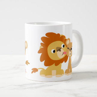 Der Kuss: Niedlicher Cartoon Lion Couple Jumbo Tas Jumbo-Tasse
