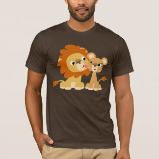 Der Kuss: Niedlicher Cartoon-Löwe-Paar-T - Shirt
