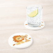 Der Kuss: Niedlicher Cartoon-Löwe-Paar-Untersetzer Untersetzer (Seite)