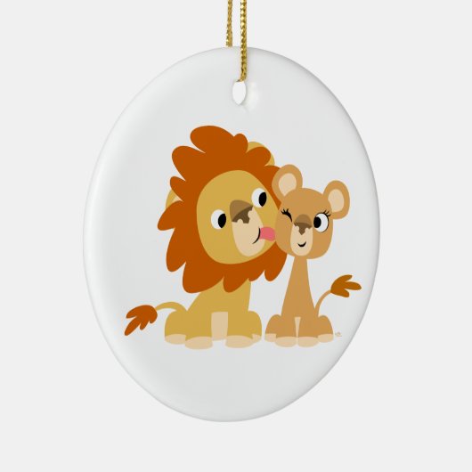 Der Kuss: Niedlicher Cartoon Löwenpavillon Keramik Ornament (Rechts)