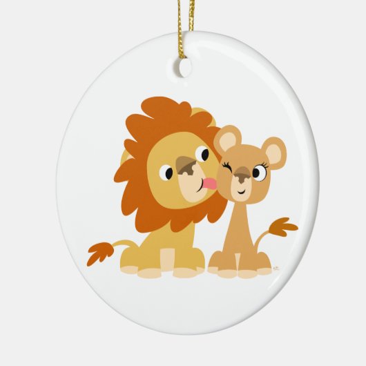 Der Kuss: Niedlicher Cartoon Löwenpavillon Keramik Ornament (Links)