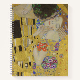 Der Kuss, Ölmalerei im Jugendstil, Gustav Klimt Notizblock