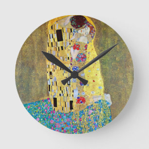 Der Kuss (Originaltitel Der Kuss) von Gustav Klimt Runde Wanduhr