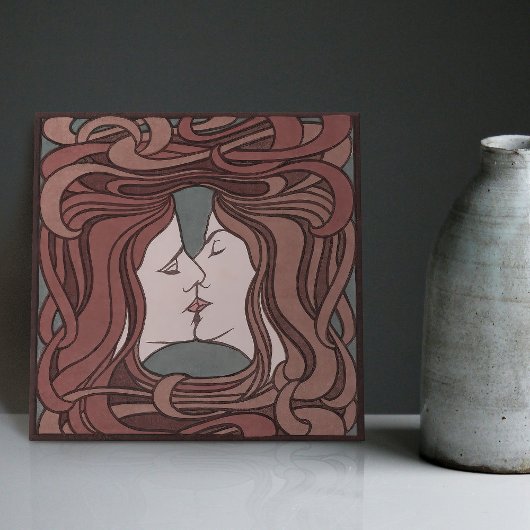 Der Kuss Peter Behrens Art Nouveau Art Deco Cerami Fliese