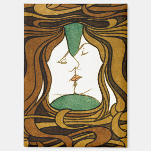 Der Kuss Peter Behrens Jugendstil Vintage Kunst Magnet