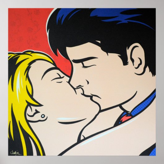 Der Kuss Pop Art Poster (Vorne)