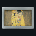 Der Kuss Rechteckige Gürtelschnalle<br><div class="desc">Der Kuss von Gustav Klimt Der Kiss wurde zwischen 1907 und 1908 vom österreichischen Symbolik-Maler Gustav Klimt gemalt. Die Leinwand zeigt ein Paar, das sich umgibt, ihre Körper sind in kunstvollen Gewölben verstrickt, die in einem Stil dekoriert sind, der sowohl durch lineare Konstruktionen des zeitgenössischen Jugendstils als auch durch die...</div>