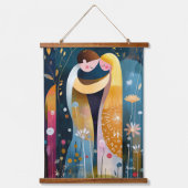 Der Kuss Reimaged: Abstrakte romantische Kunst Wandteppich Mit Holzrahmen (Vorderseite)