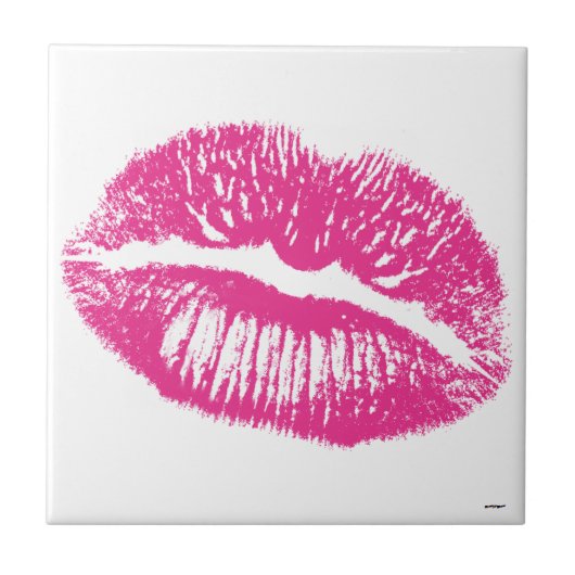 Der Kuss, rosa Lippen Fliese (Vorderseite)