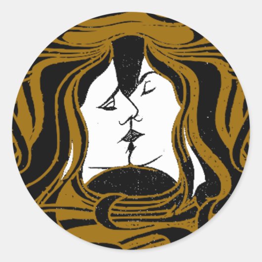 Der Kuss Runder Aufkleber (Vorderseite)