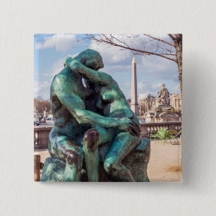 Der Kuss von Auguste Rodin in den Tuilerien, Paris Button