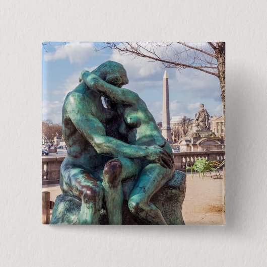 Der Kuss von Auguste Rodin in den Tuilerien, Paris Button (Vorderseite)