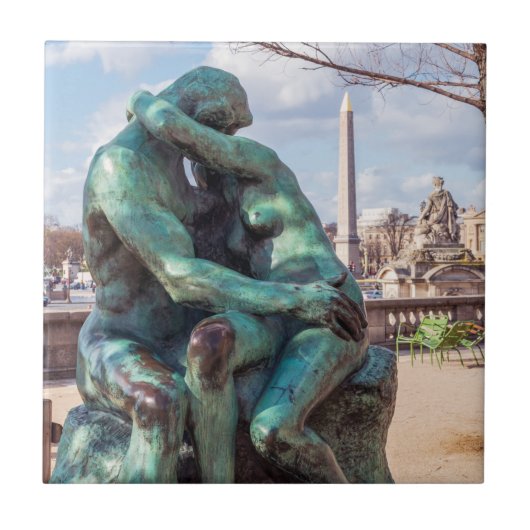 Der Kuss von Auguste Rodin in den Tuilerien, Paris Fliese (Vorderseite)