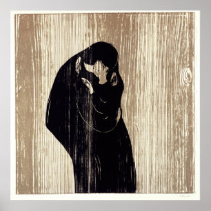 Der Kuss von Edvard Munch Lithographie, Poster