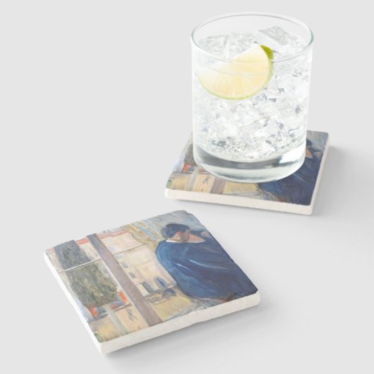 Der Kuss (von Edvard Munch) Steinuntersetzer (Seitenansicht)