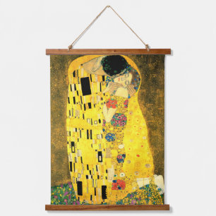 Der Kuss von Gustav Klimt Fine Art Poster Print Wandteppich Mit Holzrahmen