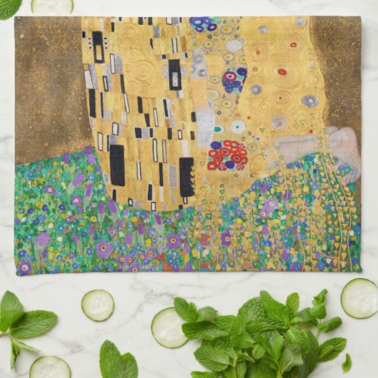 Der Kuss von Gustav Klimt Geschirrtuch (Gefaltet)