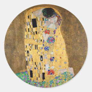 Der Kuss von Gustav Klimt Runder Aufkleber