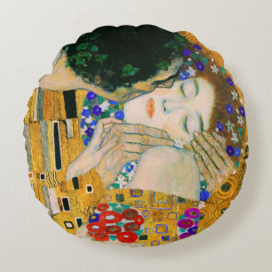 Der Kuss von Gustav Klimt Rundes Kissen