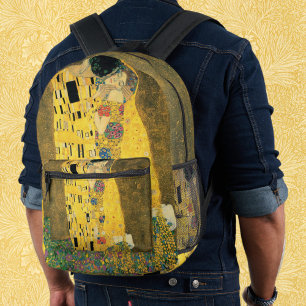 Der Kuss von Gustav Klimt, Vintage Art Nouveau Bedruckter Rucksack