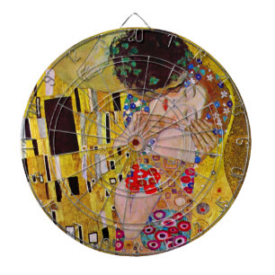 Der Kuss von Gustav Klimt, Vintage Art Nouveau Dartscheibe