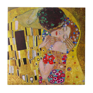 Der Kuss von Gustav Klimt, Vintage Art Nouveau Fliese