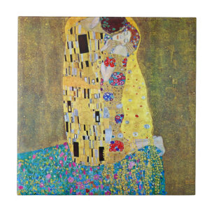 Der Kuss von Gustav Klimt, Vintage Art Nouveau Fliese