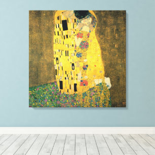 Der Kuss von Gustav Klimt, Vintage Art Nouveau Leinwanddruck