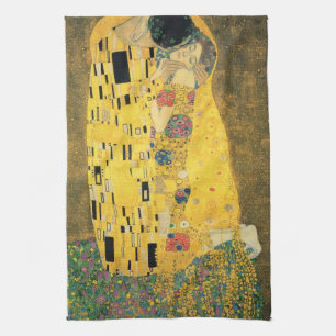 Der Kuss von Gustav Klimt, Vintager Jugendstil Geschirrtuch