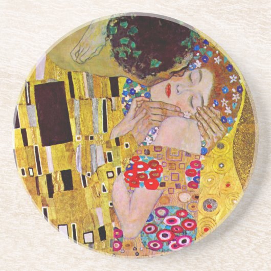 Der Kuss von Gustav Klimt, Vintager Jugendstil Getränkeuntersetzer (Vorne)