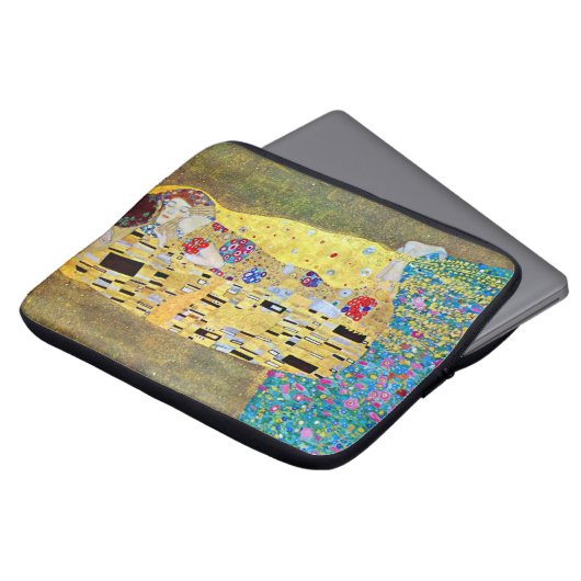 Der Kuss von Gustav Klimt, Vintager Jugendstil Laptopschutzhülle (Vorne Oben)