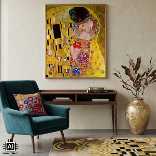 Der Kuss von Gustav Klimt, Vintager Jugendstil Poster