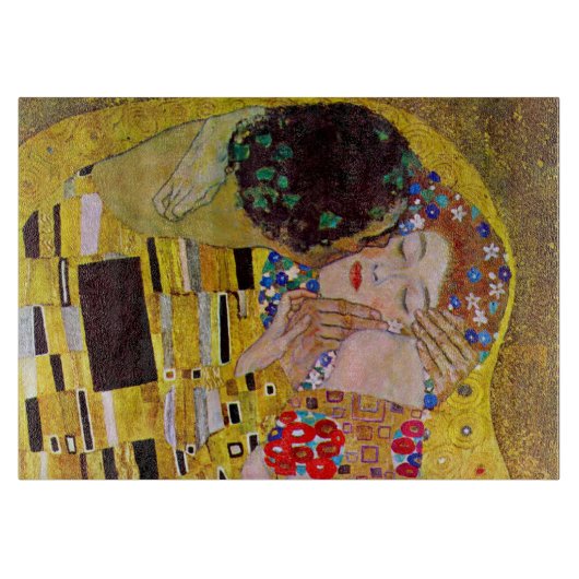 Der Kuss von Gustav Klimt, Vintager Jugendstil Schneidebrett (Vorderseite)