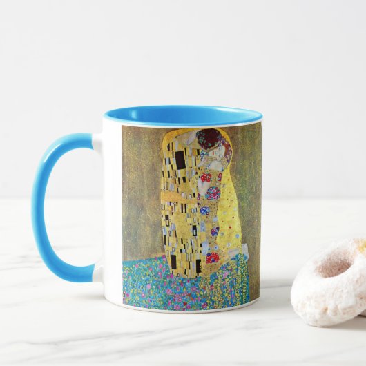 Der Kuss von Gustav Klimt, Vintager Jugendstil Tasse (Mit Donut)