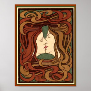 "Der Kuss" von Peter Behren Art Nouveau Print 12x1 Poster