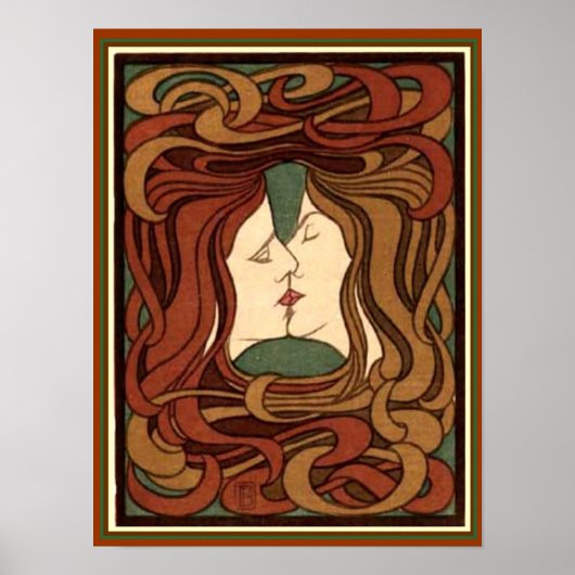 "Der Kuss" von Peter Behren Art Nouveau Print 12x1 Poster (Vorne)