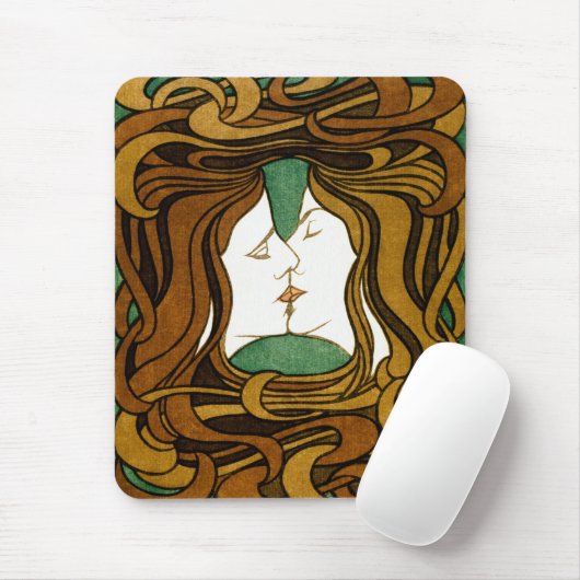 Der Kuss von Peter Behrens Art Nouveau Malerei Mousepad (Mit Mouse)