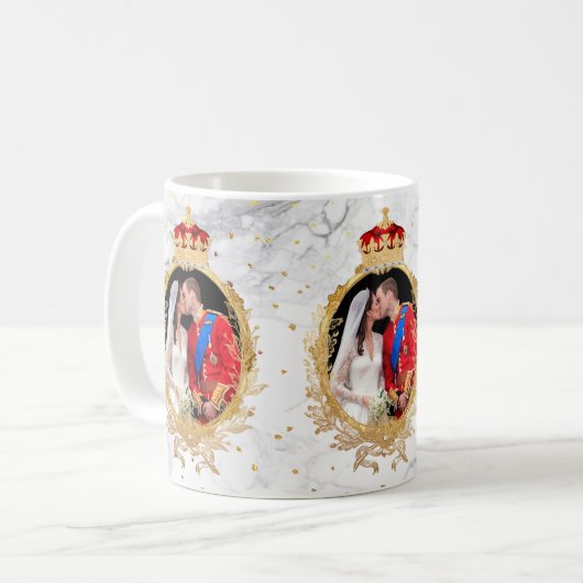 der Kuss, wird+kate königliche Hochzeit+Marmor Kaffeetasse (Vorderseite Links)