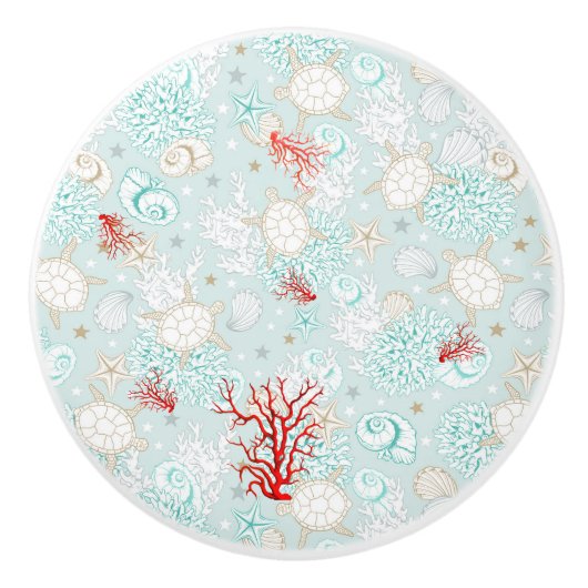 Der Küstenstil ist wunderschön, türkisfarben und r Keramikknauf (Vorderseite)