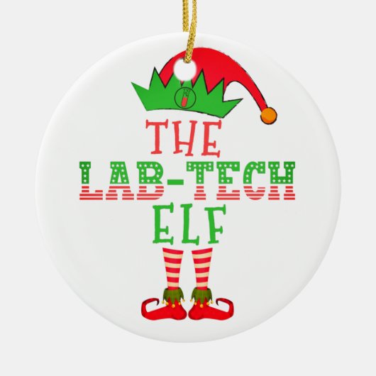 Der Labrador Tech Elf Weihnachtsfamilie passt Paja Keramik Ornament (Vorne)