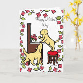 Der Labrador-Welpen-Duo der Mama Karte (Gelbe Blume)