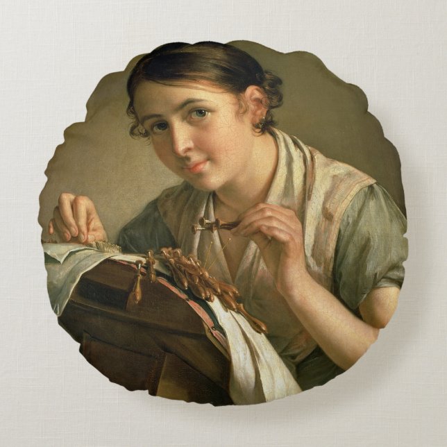 Der Lacemaker, 1823 Rundes Kissen (Vorderseite)