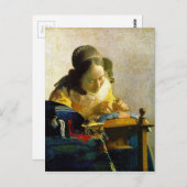 Der Lacemaker, Jan Johannes Vermeer Postkarte (Vorne/Hinten)