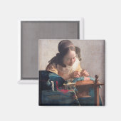Der Lacemaker, Johannes Vermeer, 1669-1670 Magnet (Vorderseite/Rückseite)