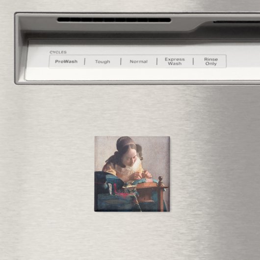 Der Lacemaker, Johannes Vermeer, 1669-1670 Magnet (In Situ (Geschirrspüler))